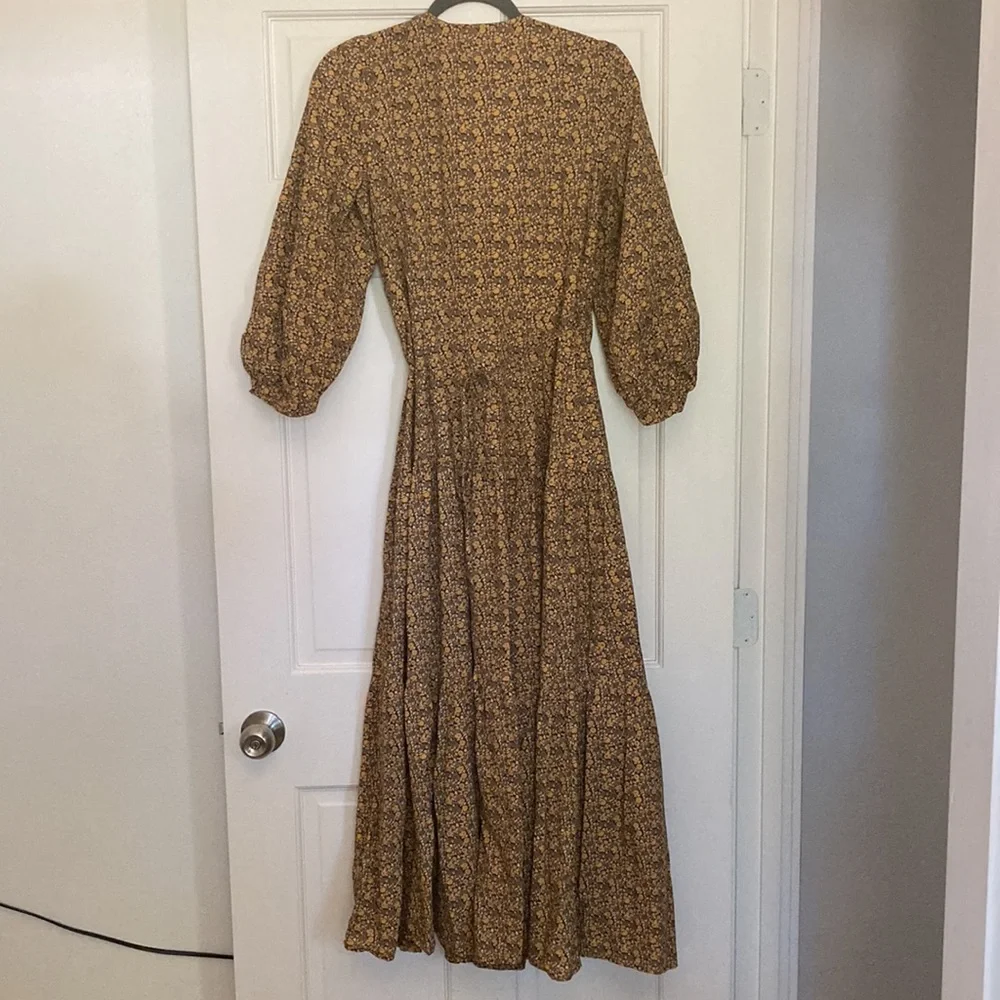 Christy Dawn Floral Wrap Maxi Dress in Brown and Yellow - Picture 3 of 4